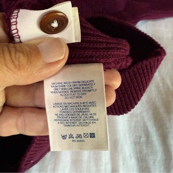 90'S LANDS END Half Button Sweater Made in USA Men's XL Vintage Maroon Grandpa - Picture 6 of 7